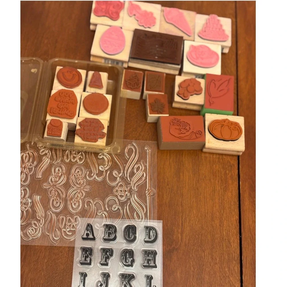 Teacher School lot of 50+ Rubber wood Stamps Alphabet Names seasonal designs ink